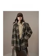 クラシックピーコートダブルブレストウールコート【ウィメンズ・アウター・ゆったりシルエット】