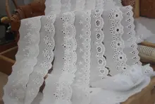 片側使用の上質コットン刺繍レース縁取り布地【衣服の装飾用・DIYベビーカラー用・縫製素材】