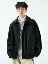春秋用 メンズアメリカンスタイル ジップアップカラー付きジャケット【グレー・ショート丈・ビジネスカジュアル】