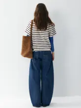 学院風ボーダーTシャツ【春夏用・ラウンドネック・コットン製・ショートスリーブ】