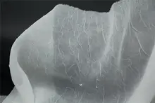 アイスクラック模様の半透明シフォンオーガンジー生地【白・不規則なテクスチャー・和服用】