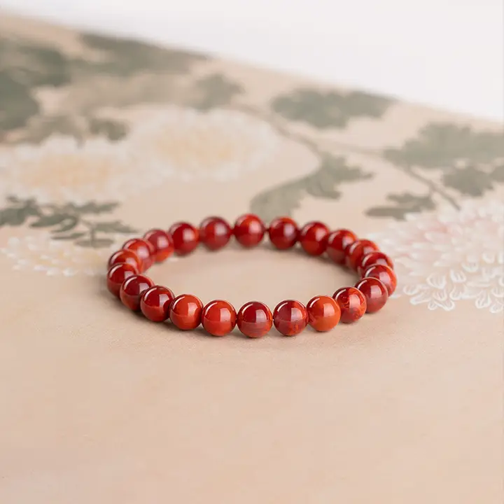 天然南紅大理石の腕輪【炎模様・牛血色・コレクション向け】