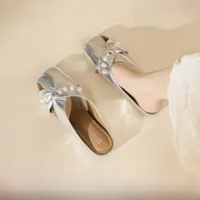 夏用の穴あけデザインのミュールスリッパ【オープントゥ・ヒール付き・女性用】