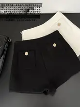 黒色ツイード風ショートパンツ【秋冬・通勤・Aライン・気質アップ】
