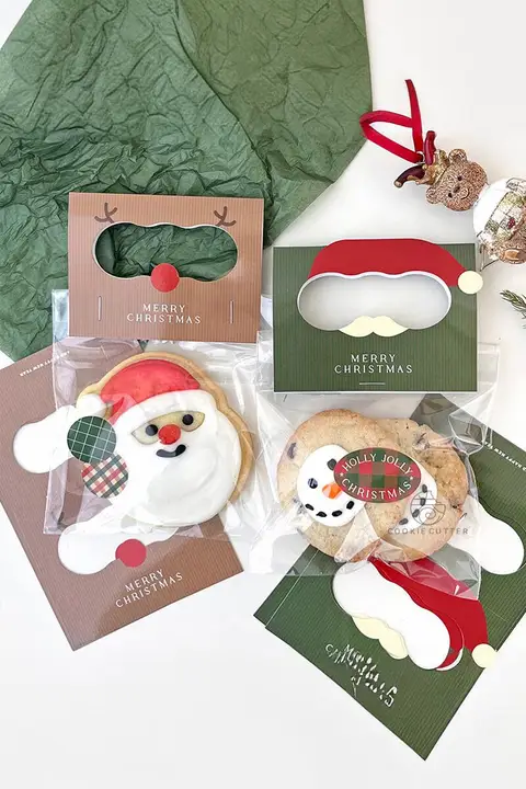 ヘッダーカード マット 手提げ対応 サンタ トナカイ イラスト クリスマス クッキー キャンディ 焼き菓子 パッケージ