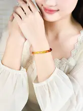 天然琥珀のグラデーションスクエアビーズブレスレット【女性用・蜜蝋・血琥珀・金琥珀】