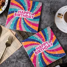 カートゥーンデザインの誕生日パーティー用カラーナプキン【個性的な装飾・ペーパーナプキン】
