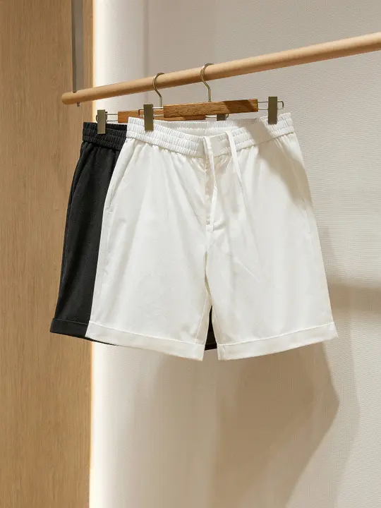 夏用ショートパンツ【コットンリネン混紡・通気性・ウエストひも調整可】