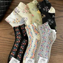 春の新作コットンソックス【かわいい麻花柄・小花模様・通気性良好・短丈】