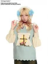 冬用ニットベスト【レディース・オリジナルデザイン・窓模様】