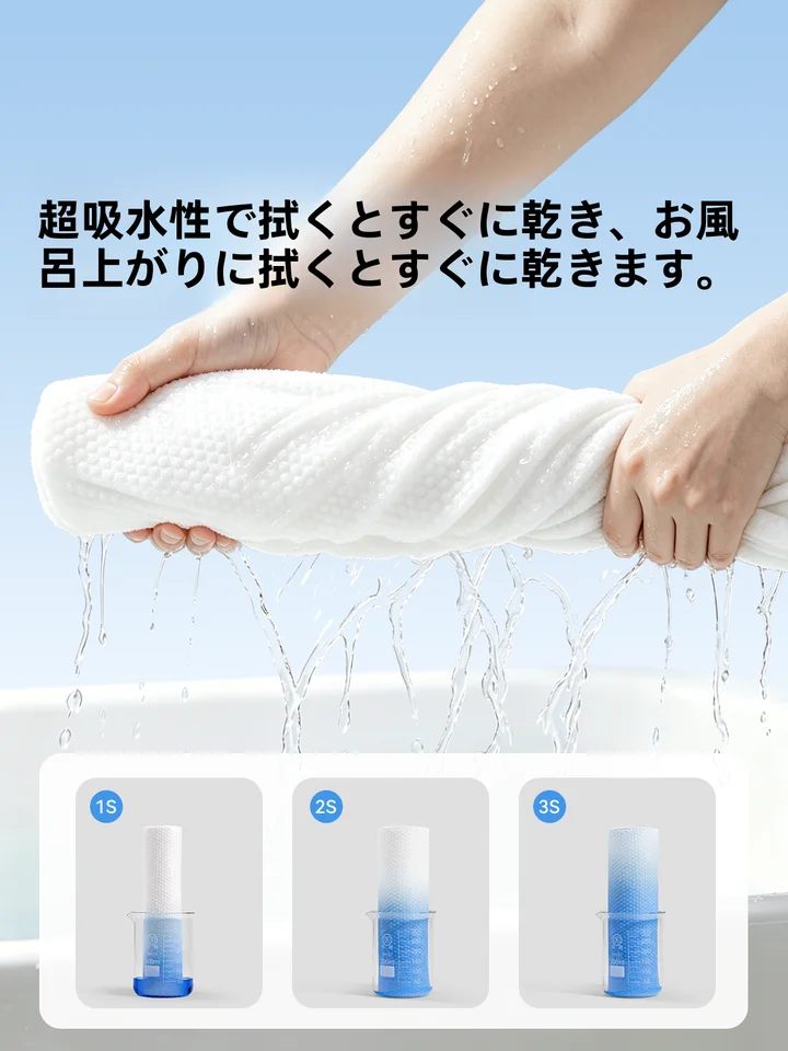 使い捨てバスタオル【極上の柔らかさ・大判・旅行や出張に便利】