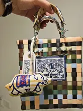 おしゃれで実用的！ハンドメイド編み込みトートバッグ【カラフルなエレファントデザイン・トレンドスタイル】