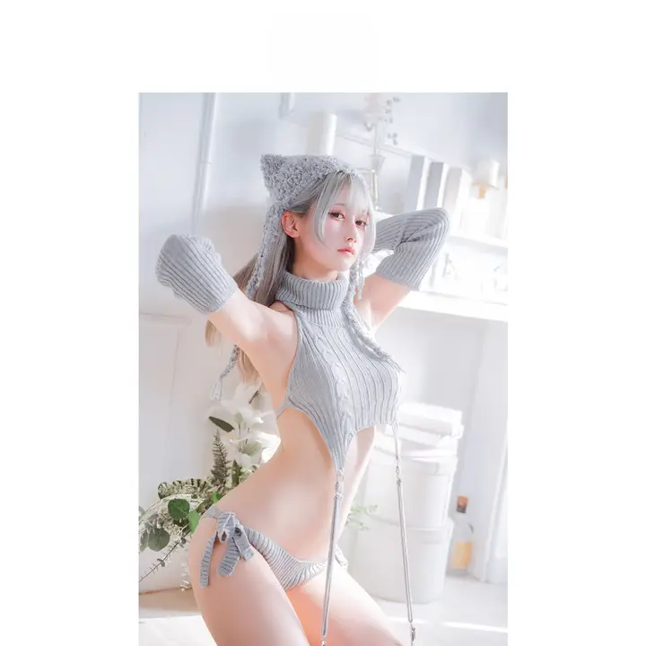 秋冬用 グレーのキャミソールニットトップス【花嫁スタイル・二次元コスプレ用】