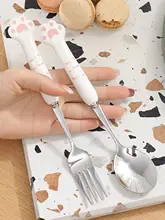 かわいいカートゥーンデザインの304ステンレス製  食器セット【スプーン・フォーク・箸・学生用・携帯便利】（セットアップ対応）