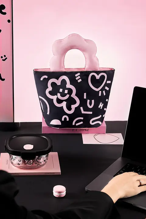保温弁当バッグ【厚手アルミ箔・通勤用・ハンドバッグ型】