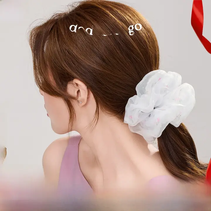 フランス風レトロ花柄レースヘアゴム【高級感・女性用・ヘアアクセサリー】