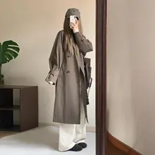 高級感あふれる韓国風トレンチコート【女性用・ミディアム丈】