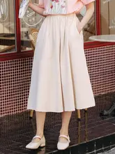 高腰中長丈プリーツスカート【フランス風・Aライン・小柄向け】（セットアップ対応）