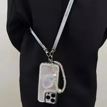 立体パール付きストロベリースタンド【スマートフォン用・水泥風デザイン・スリングタイプ】