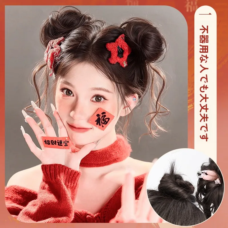 高くてふわふわな龍髪のバンズ風フリルヘアピース：くせ毛毛量多い女性に最適なヘアアクセ