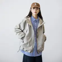 秋用アウトドアストリート風フード付きジャケット【男女共用・防風防水・ゆったりデザイン】