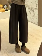 秋冬用 グレーのウールパンツ【フィット・ワイドレッグ・カジュアル】