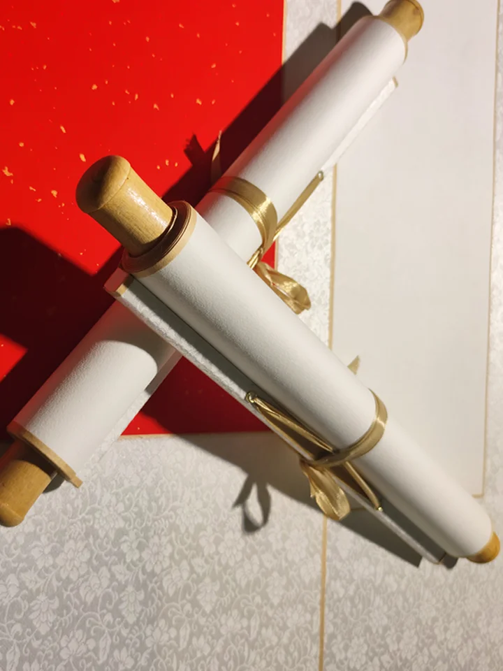 中式無地巻軸【漢唐風・高級宣紙・掛け軸】