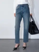 高腰デニムパンツ【ストレート・九分丈・ヴィンテージスタイル・極上の柔らかさ】（セットアップ対応）