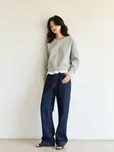 極上の柔らかさのインディゴストレートデニムパンツ【ワイドレッグ・季節を問わない定番】