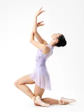 Sansha 油彩プリントのノースリーブバレエレオタード【スカート付き・練習用】