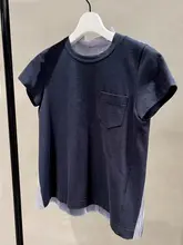 FOG SACAI レディース 半袖Tシャツ【無地・ゆったりフィット・バックプリーツデザイン】