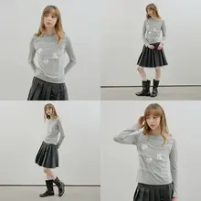 花柄のレース長袖Tシャツ【透け感・フィットデザイン】