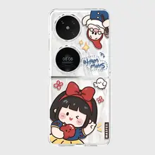 MASFEIL Huawei Pocket 2用 透明全包型スマホケース【折りたたみ式・ストラップ付き・衝撃吸収】