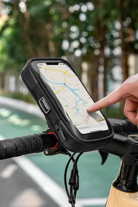 自転車 スマホホルダーポーチ フロントバッグ タッチパネル対応 ロードバイク MTB ナビポーチ
