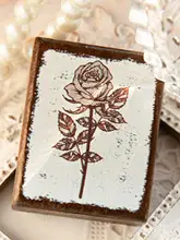 レトロな印章 蝶結びレースローズとスズランの花 DIY素材【デコレーション用】