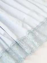 青いレースフリルのロングスカート【Aライン・春夏用・甘いデザイン】（セットアップ対応）