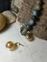 ガラスビーズ付きアロマパ pendant【芳香拡散・男女兼用・金色】