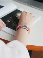 天然塩源の瑪瑙ビーズブレスレット【女性用・ラピスラズリ・中華風】
