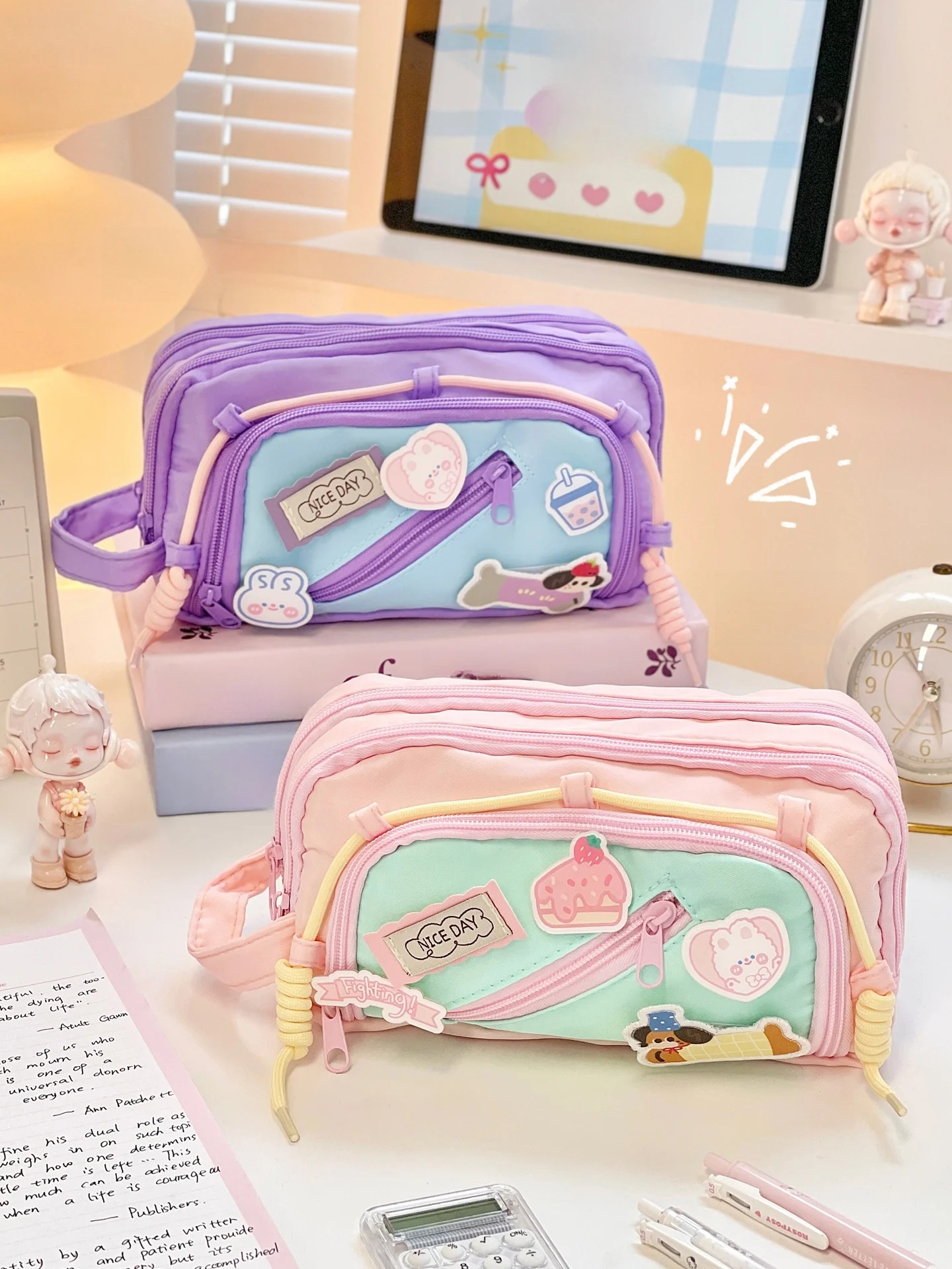 可愛いバイカラーペンケース：小学生女子向けの大容量筆箱おすすめモデル