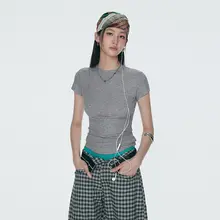 女性用アーチカットデザインの高品質ストレッチ短袖Tシャツ【夏用・フィット感抜群】
