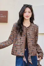 粗花ねデザインの高級感ある丸首ジャケット【春秋用・女性用】（セットアップ対応）