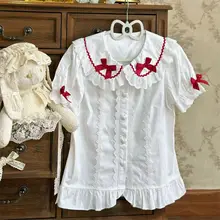 可愛いデザインのショート袖ブラウス【ロリータスタイル・夏用・通年対応】