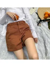 ハイウエストデニムショートパンツ【夏用・大きいサイズ・フィット・薄手】