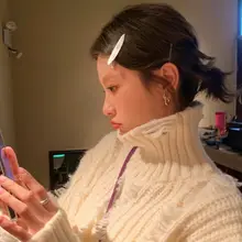 メタル前髪クリップ【デザインカット・シルバー・横型・韓国風】