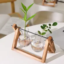 花瓶 木製スタンド 水耕栽培 観葉植物 おしゃれ デスクトップ オフィス 室内 モダン インテリア雑貨