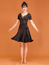 レディース ラテンダンス衣装【レース Vネック・背中開き・フレアスカート・大人用・夏用】