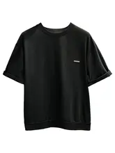 デニムパッチワークのショートスリーブTシャツ【男性用・夏用・ゆったりデザイン】（セットアップ対応）