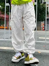 ホワイト ワークパンツ メンズ パンツ ジョガータイプ ゆったり 大きなポケット
