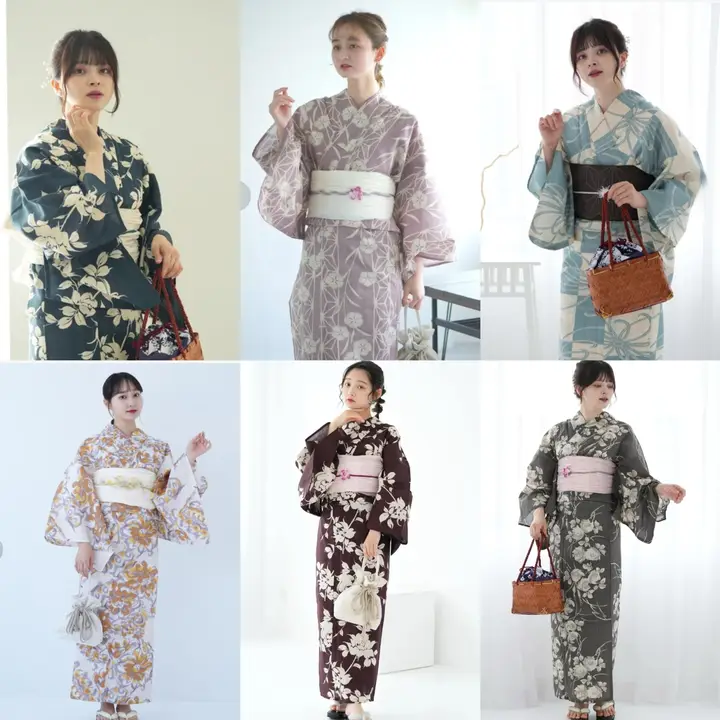 伝統的な日本の女性用浴衣【高級コットン・紫陽花デザイン】