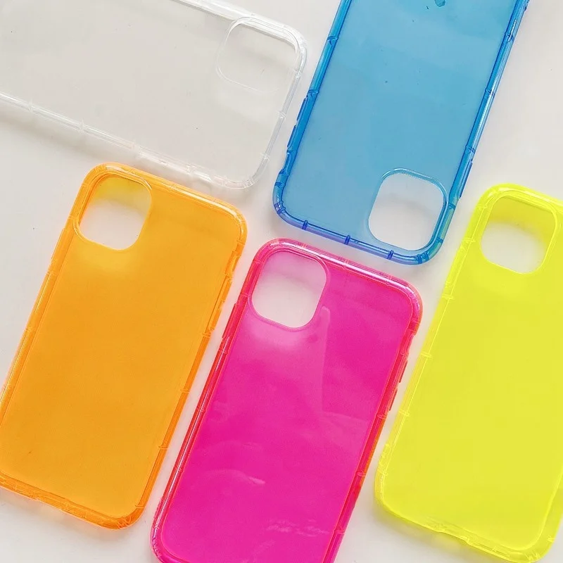 シリコンスマホケースの衝撃吸収性能とカジュアルデザインを実証するシンプルな蛍光カラーケース